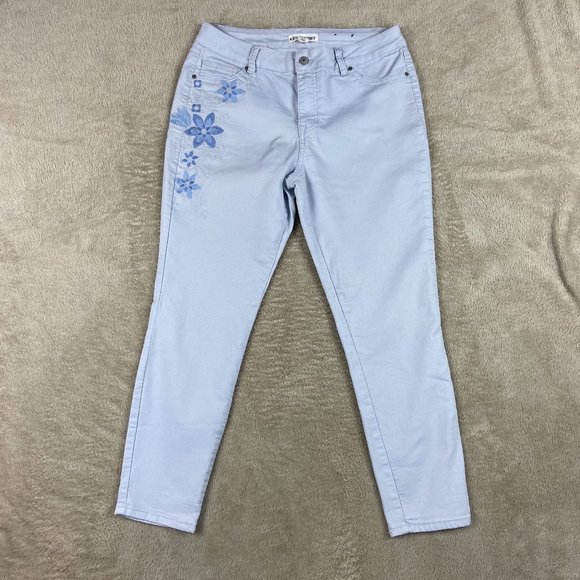 Artisan Ny Denim - ✿❀ Artisan NY Light Blue Embroidery Pants Women 12